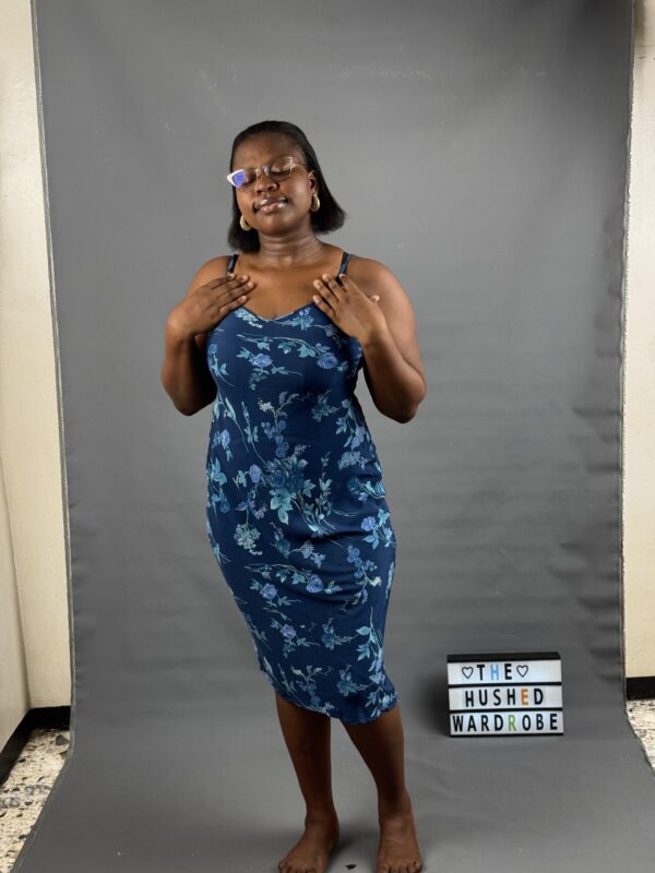 Navy Blue Floral Slip Dress - Image 8