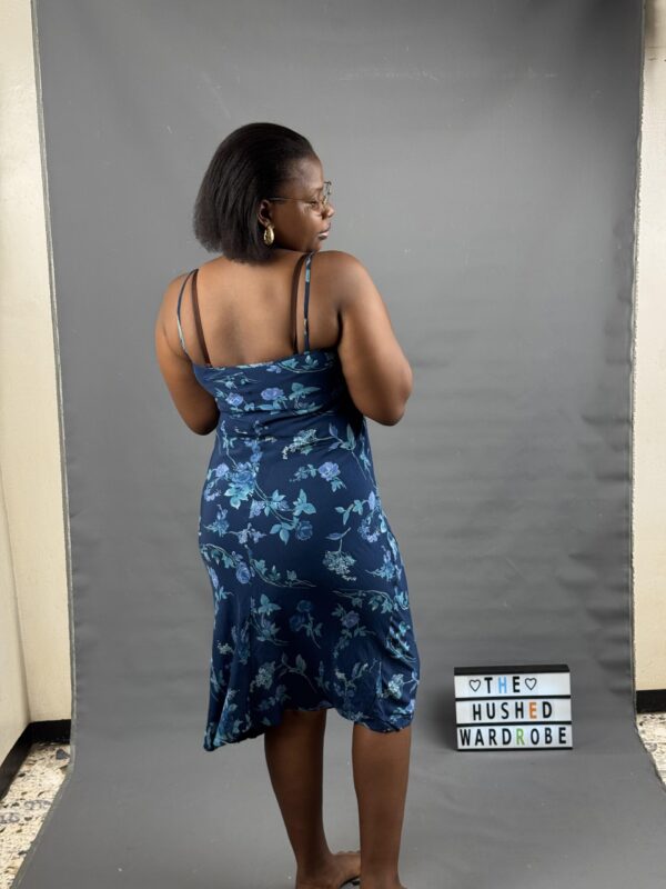 Navy Blue Floral Slip Dress - Image 6