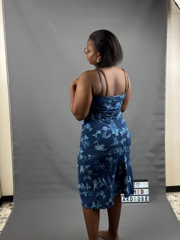 Navy Blue Floral Slip Dress - Image 4