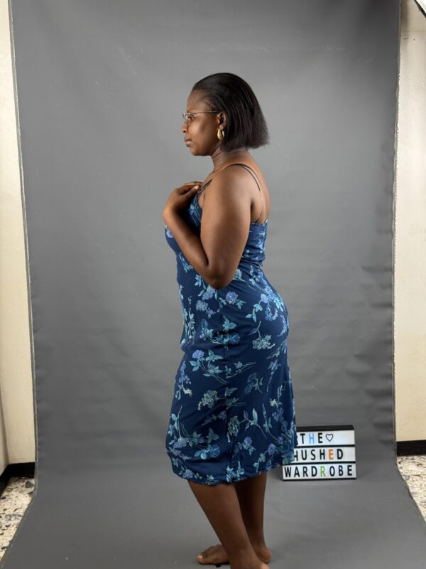 Navy Blue Floral Slip Dress - Image 3
