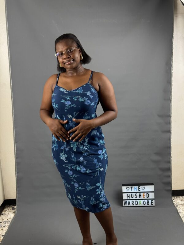 Navy Blue Floral Slip Dress - Image 2