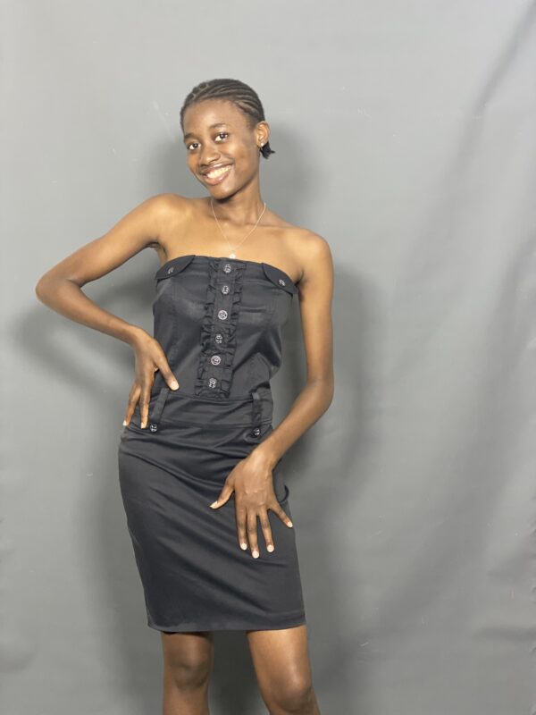 Edgy black strapless dress